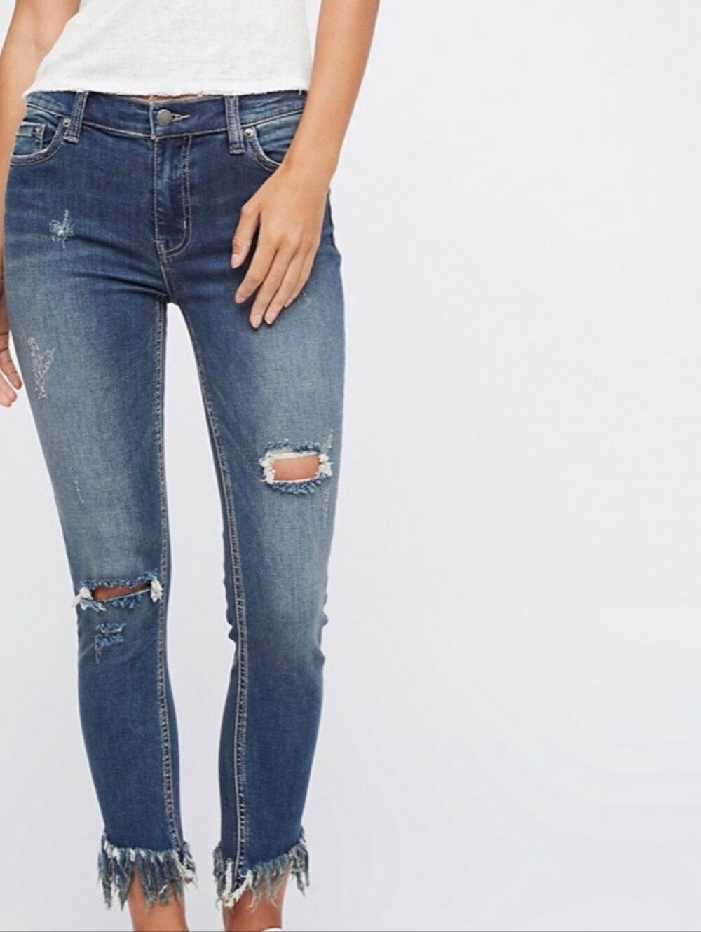 Free People Great Heights Frayed Skinny Jeans 29S 29 Short
